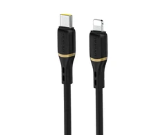 Dudao L25X USB-C - Lightning laidas 1 m 30 W su minkštu silikoniniu apvadu - juodas