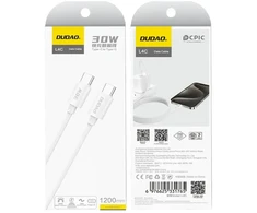 Dudao L4C duomenų perdavimo ir įkrovimo kabelis | USB-C į USB-C | 30 W | 1,2 m | baltas