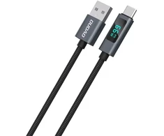 Dudao L7T duomenų perdavimo ir įkrovimo kabelis | USB-A į USB-C | 66 W | su LED ekranu | 1 m | juodas