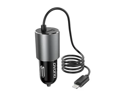 Dudao R5ProL automobilinis įkroviklis 1x USB, 3.4A + Lightning laidas (pilkas)