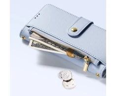 Dux Ducis Lawa Apple iPhone 16 Pro Leather dėklas su Detachable Magnetic Wallet – mėlynos spalvos