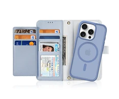 Dux Ducis Lawa Leather dėklas skirtas Apple iPhone 16 Pro Max su Detachable Magnetic Wallet – mėlynos spalvos