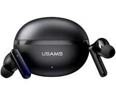 Ausinės Bluetooth USAMS Echo E02 TWS ANC+ENC belaidės juodos spalvos