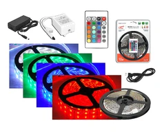 Taśma LED Ecolight PS Rinkinys: Sznur diodowy RGB IP65, 300 diod SMD5050, 5m + sterownik + maitinimo šaltinis, RGB.