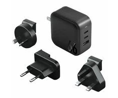 ENERGEA laidinis įkroviklis 1xUSB+2xUSB-CPD-PPS-QC 3.0 66W 2C1A juodos spalvos US+EU Travelite GAN66