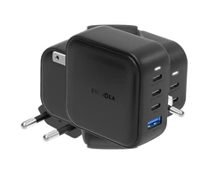 ENERGEA laidinis įkroviklis 1xUSB+3xUSB-CPD-PPS-QC 3.0 100W 3C1A juodos spalvos US+EU Travelite GAN100