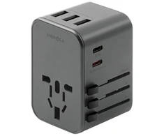 ENERGEA laidinis įkroviklis 3xUSB+2xUSB-CPD-PPS-QC 3.0 35.5W 3A2C adapteris 4in1 US/UA/EU/UK pilkos spalvosl Travelworld