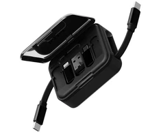 Energea Kabelis Bazic GoCharge Loop 5in1 Lightning, USB-A, Micro USB 1m juodos spalvos