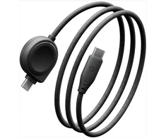 Kabelis Energea Flow Duo Watch 2-w-1 USB-C do USB-C + kroviklis do Samsung Watch 480Mb/s 60W 1.5m juoda