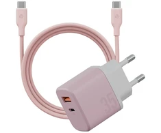 Energea laidinis įkroviklis Bazic GoPort Velox Kit USB-C/USB-A GaN 35W su kabeliu pink