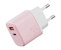 Energea laidinis įkroviklis Bazic GoPort Velox Kit USB-C/USB-A GaN 35W su kabeliu pink