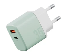 Energea laidinis įkroviklis Bazic GoPort Velox Kit USB-C/USB-A GaN 35W su kabeliu žalias