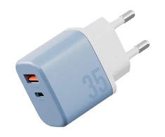 Energea laidinis įkroviklis Bazic GoPort Velox Kit USB-C/USB-A GaN 35W su kabeliu mėlynas