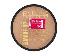 „Eveline Cosmetics“ makiažo pagrindas „Eveline Make-Up Art Anti-Shine Complex“ presuota pudra, 33 auksinis smėlis, 14 g