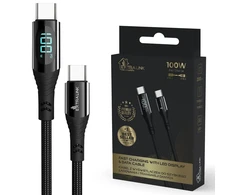 Extralink Smart Life USB-C - USB-C su LED ekranu juoda 100W, 200cm
