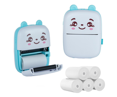 Etikečių spausdintuvas ExtraLink EXTRALINK EPP-002 PORTABLE MINI Spausdintuvas Mėlynas + PAPIER TERMICZNY ZWYKŁY 5 SZT