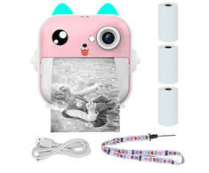 Extralink EPP-003 Rožinė | Mini terminis spausdintuvas su kamera | 3 ritinėliai terminio popieriaus, 2,5" LCD ekranas, Bluetooth, USB-C, 1000 mAh