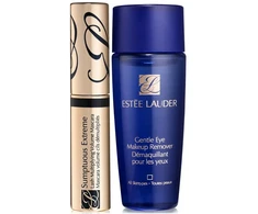 Extreme Lashes Set Estee Lauder: Gentle Eye makiažo valiklis Lotion, 30 ml + Sumptuous Extreme Atsparus vandeniui Volumizing Blakstienų tušas Juodas 2.8 ml
