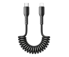 Greito įkrovimo laidas automobiliui Joyroom Type-C į Lightning Easy-Travel Series 30W 1.5m, suvyniotas (juodas)