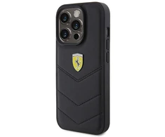 Apple iPhone 15 Pro Ferrari dėklas Quilted Metal Logo (FEHCP15LRDUK) juodos spalvos