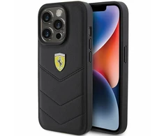 Apple iPhone 15 Pro Ferrari dėklas Quilted Metal Logo (FEHCP15LRDUK) juodos spalvos