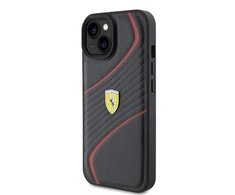 Apple iPhone 15 Ferrari dėklas Twist Metal Logo (FEHCP15SPTWK) juodos spalvos