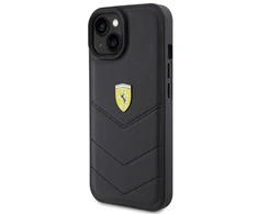 Apple iPhone 15 Ferrari dėklas Quilted Metal Logo (FEHCP15SRDUK) juodos spalvos