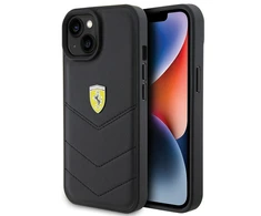 Apple iPhone 15 Ferrari dėklas Quilted Metal Logo (FEHCP15SRDUK) juodos spalvos