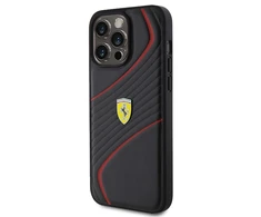 Dėklas Ferrari Twist Metal Logo Case for iPhone 15 Pro Max - Juodas