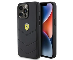 Apple iPhone 15 Pro Max Ferrari dėklas Quilted Metal Logo (FEHCP15XRDUK) juodos spalvos