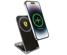 Indukcinis įkroviklis 15W sulenkiamas 2in1 Ferrari Printed Logo MagSafe FECBFMALK juodos spalvos