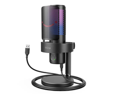 Fifine A9 RGB mikrofonas žaidimams | podcast'ai | upeliai | trikojis | juodas