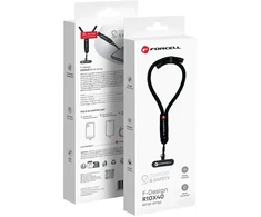 FORCELL F-DESIGN R10X40 riešo telefono virvelė su reguliuojamu ilgiu (maks. 20 cm kilpoje) juoda