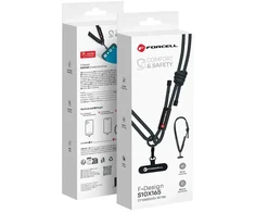 FORCELL F-DESIGN S10X165 telefono virvelė per petį su reguliuojamu ilgiu (maks. 82,5 cm kilpoje) juoda