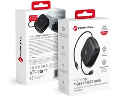 FORCELL F-ENERGY F10K5 maitinimo blokas, suderinamas su MagSafe PD3.1 QC3.0 3A 22,5W 10000 mAh juodas
