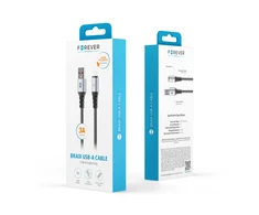 Telforceone Forever Braix cable USB - Lightning 1,0 m 3A juodas