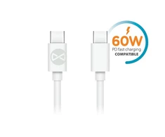 Telforceone Forever kabelis USB-C - USB-C 1,0 m 60W baltos spalvos