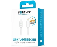 Forever duomenų perdavimo ir įkrovimo kabelis | USB-C į Lightning | 20 W | 1 m | baltas