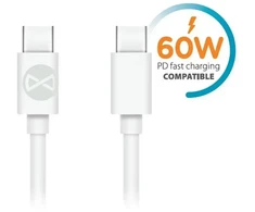 Forever duomenų perdavimo ir įkrovimo kabelis | USB-C į USB-C | 20W | 1m | balta