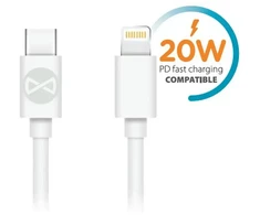 Forever duomenų perdavimo ir įkrovimo kabelis | USB-C į Lightning | 20 W | 1 m | baltas