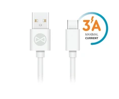 Forever kabelis USB - USB-C 1,0 m 3A baltos spalvos