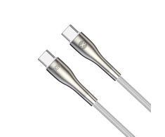 Forever Sleek kabelis USB-C - USB-C 1,0 m 100W baltos spalvos