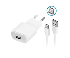 Forever TC-01 įkroviklis 1x USB 2A baltos spalvos + microUSB kabelis