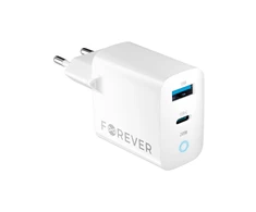 Forever TC-06-20AC PD QC įkroviklis 1x USB-C 1x USB 20W baltos spalvos