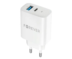 Forever TC-07-30AC PD QC įkroviklis 1x USB-C 1x USB 30W baltos spalvos