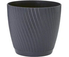 FORM PLASTIC Gėlių vazonas Mika su padėklu 19 cm, juodas