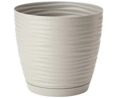 FORM PLASTIC Gėlių vazonas SAHARA su padėklu 19 cm, tamsiai pilkas