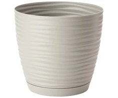 FORM PLASTIC Gėlių vazonas SAHARA su padėklu, 13 cm, pilkos spalvos