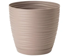 FORM PLASTIC Gėlių vazonas SAHARA su padėklu, 23 cm, rudos spalvos
