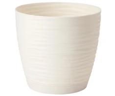 FORM PLASTIC Gėlių vazonas SAHARA su padėklu, 13 cm, kreminės spalvos
